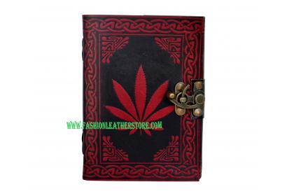  Leather Journal Diary with Instagram photo album Celtic Hand Crafted Green LeavesHandmade Paper